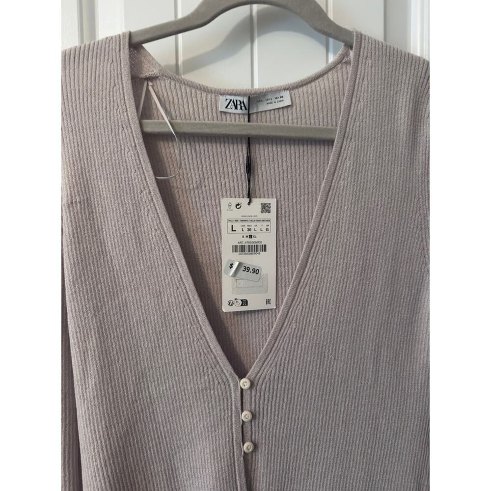 Zara Women’s Ribbed V-Neck Button Cardigan - Picture 3 of 4